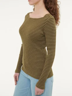 Langarmshirt aus Bio Baumwolle(kaktus/light khaki ringel, XS)