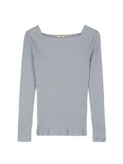 Langarmshirt aus Bio Baumwolle(himmelblau/pfirsich ringel, XXS)
