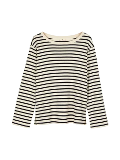 Langarmshirt aus Bio-Baumwolle(navy/offwhite ringel, 34)