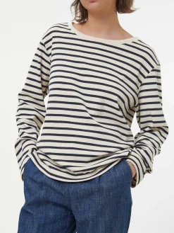 Langarmshirt aus Bio-Baumwolle(navy/offwhite ringel, 34)