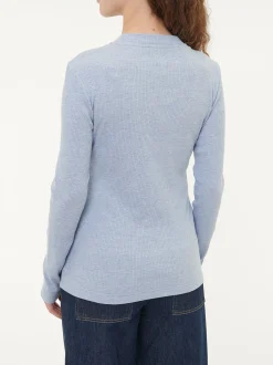 Langarmshirt aus Bio Baumwolle/Wolle(lichtblau melange, 38)
