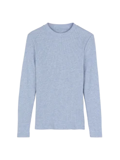 Langarmshirt aus Bio Baumwolle/Wolle(lichtblau melange, 38)