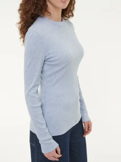Langarmshirt aus Bio Baumwolle/Wolle(lichtblau melange, 38)