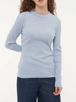 Langarmshirt aus Bio Baumwolle/Wolle(lichtblau melange, 38)