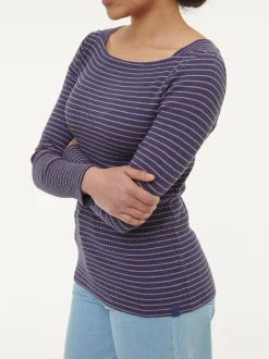 Langarmshirt aus Bio Baumwolle(royalblau/rosenholz ringel, XXS)