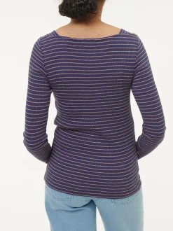 Langarmshirt aus Bio Baumwolle(royalblau/rosenholz ringel, XXS)