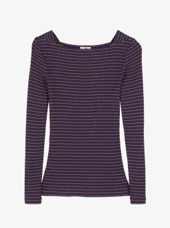 Langarmshirt aus Bio Baumwolle(royalblau/rosenholz ringel, XXS)