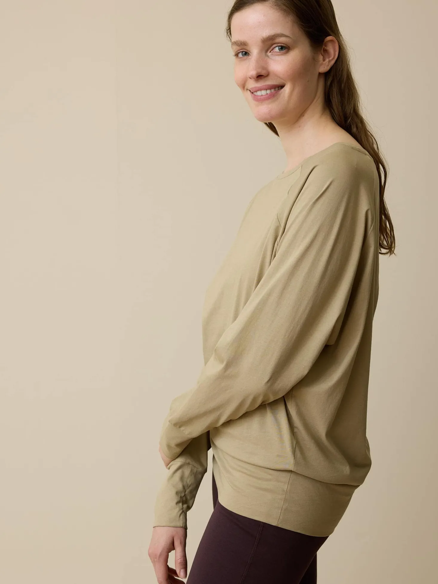 Langarmshirt aus Bio Baumwolle(light khaki, XS)