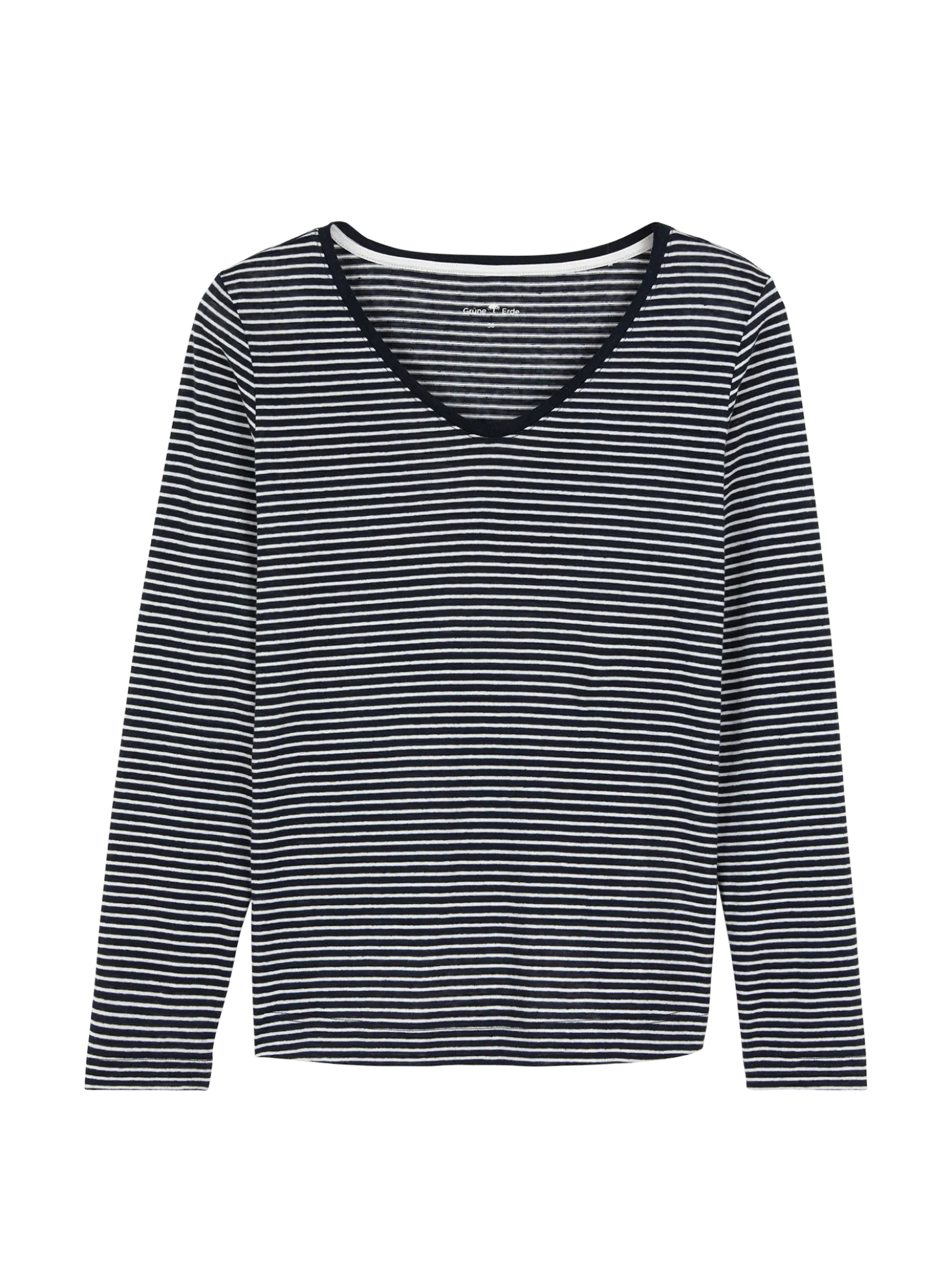 Langarmshirt aus Bio Leinen/Baumwolle(denimblau/offwhite ringel, 38)