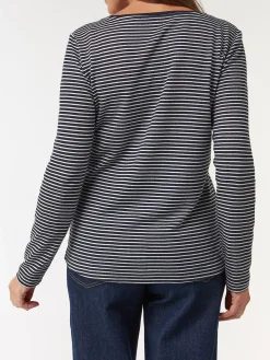 Langarmshirt aus Bio Leinen/Baumwolle(denimblau/offwhite ringel, 38)