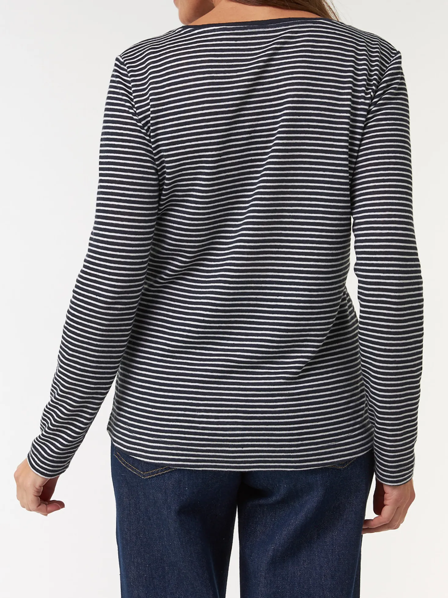 Langarmshirt aus Bio Leinen/Baumwolle(denimblau/offwhite ringel, 38)