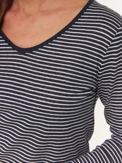 Langarmshirt aus Bio Leinen/Baumwolle(denimblau/offwhite ringel, 38)