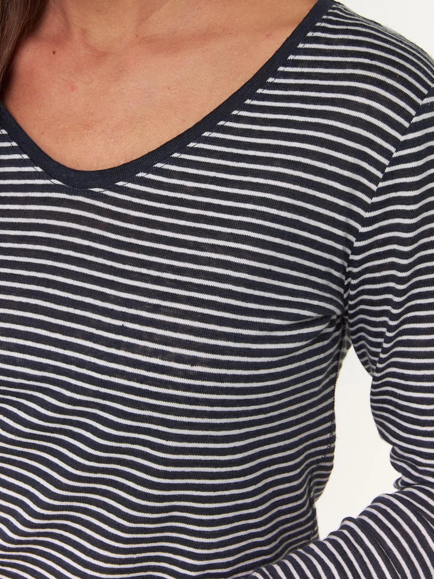 Langarmshirt aus Bio Leinen/Baumwolle(denimblau/offwhite ringel, 38)