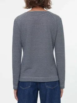 Langarmshirt aus Bio Leinen/Baumwolle(navy/offwhite ringel, 36)