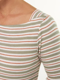 Langarmshirt Rippe aus Bio Baumwolle(seegras/offwhite ringel, XS)