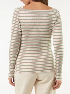 Langarmshirt Rippe aus Bio Baumwolle(seegras/offwhite ringel, XS)