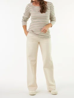 Langarmshirt Rippe aus Bio Baumwolle(seegras/offwhite ringel, XS)