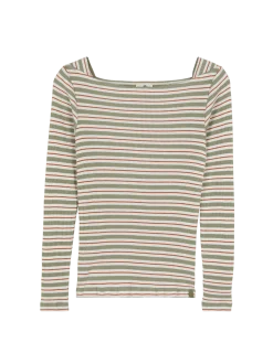 Langarmshirt Rippe aus Bio Baumwolle(seegras/offwhite ringel, XS)
