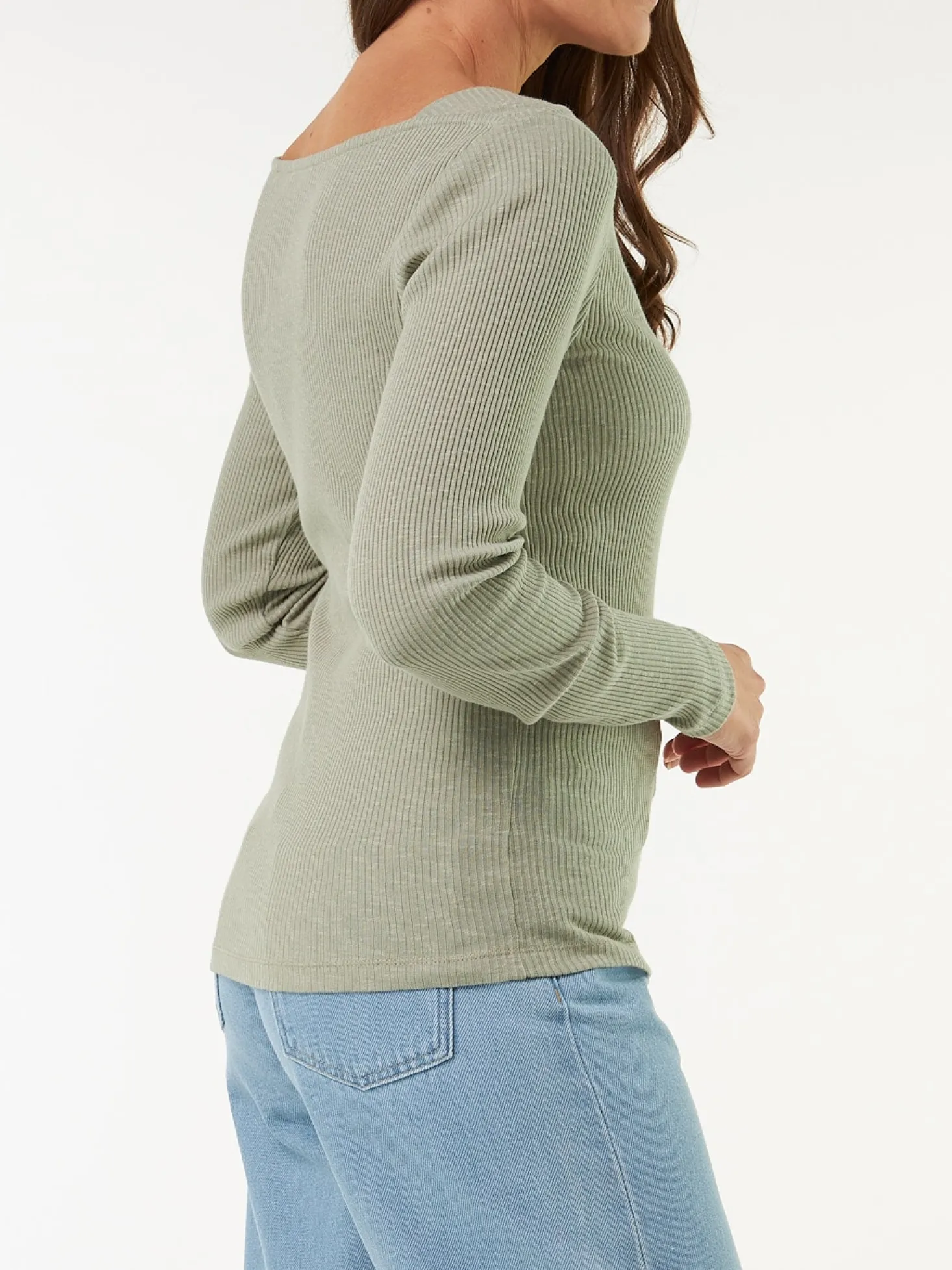 Langarmshirt Rippe aus Bio Baumwolle(seegras, XXS)