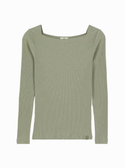 Langarmshirt Rippe aus Bio Baumwolle(seegras, XXS)