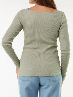 Langarmshirt Rippe aus Bio Baumwolle(seegras, XXS)