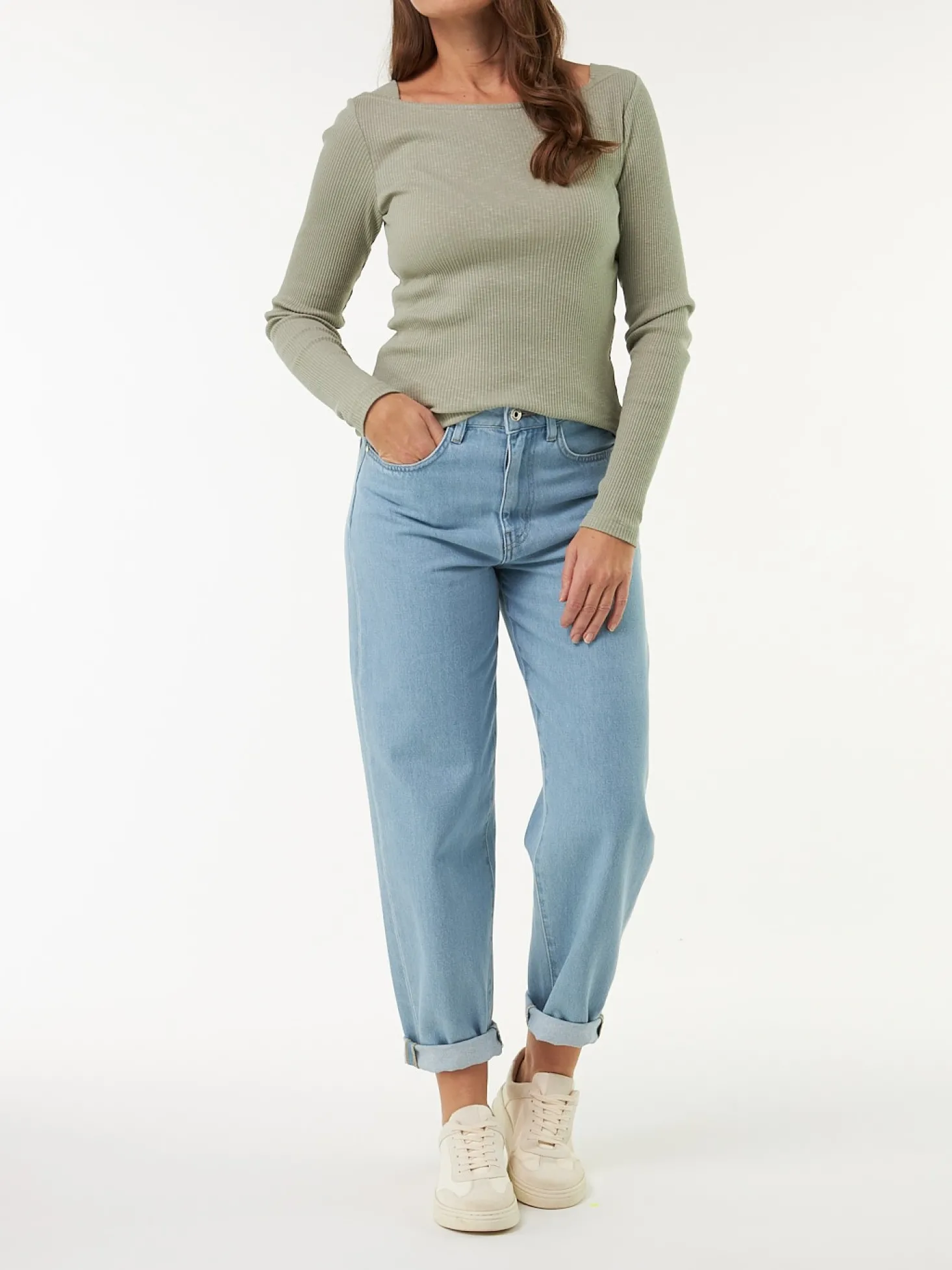 Langarmshirt Rippe aus Bio Baumwolle(seegras, XXS)