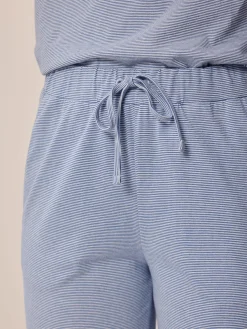 Lange Schlafhose aus Bio-Baumwolle(meerblau/weiß, XS)