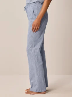 Lange Schlafhose aus Bio-Baumwolle(meerblau/weiß, XS)
