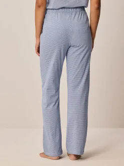 Lange Schlafhose aus Bio-Baumwolle(meerblau/weiß, XS)