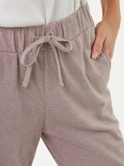Lange Schlafhose aus Bio-Baumwolle(ringel kaffee, XS)