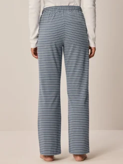 Lange Schlafhose aus Bio-Baumwolle(schieferblau ringel, XS)