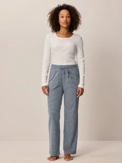 Lange Schlafhose aus Bio-Baumwolle(schieferblau ringel, XS)