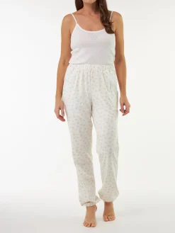 Lange Schlafhose aus Bio Baumwolle(blume weiss, XS)