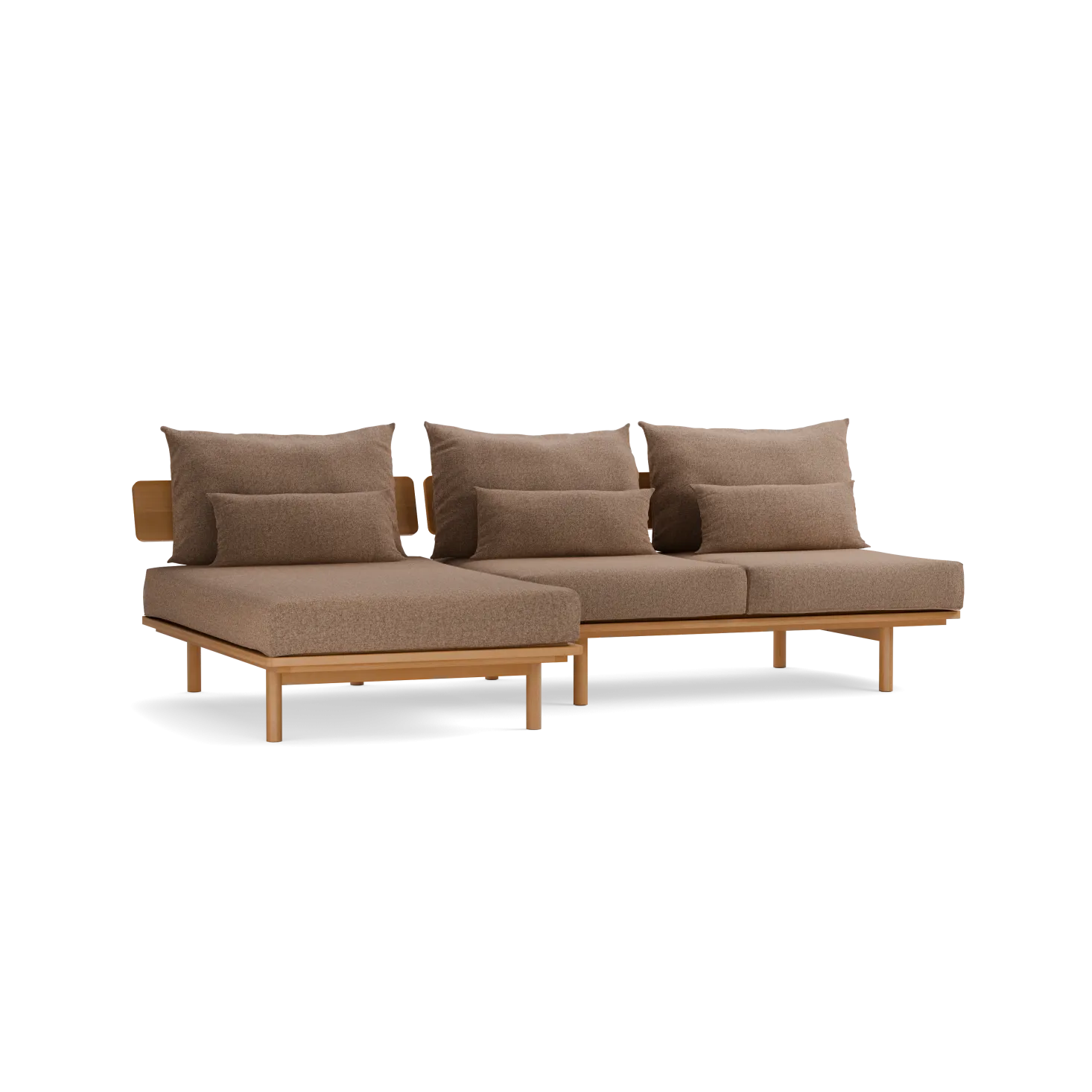 Loungesofa Lana(Wollstoff Stavang haselnuss, Buche, 260 x 160 cm mit Liegeteil links/re)