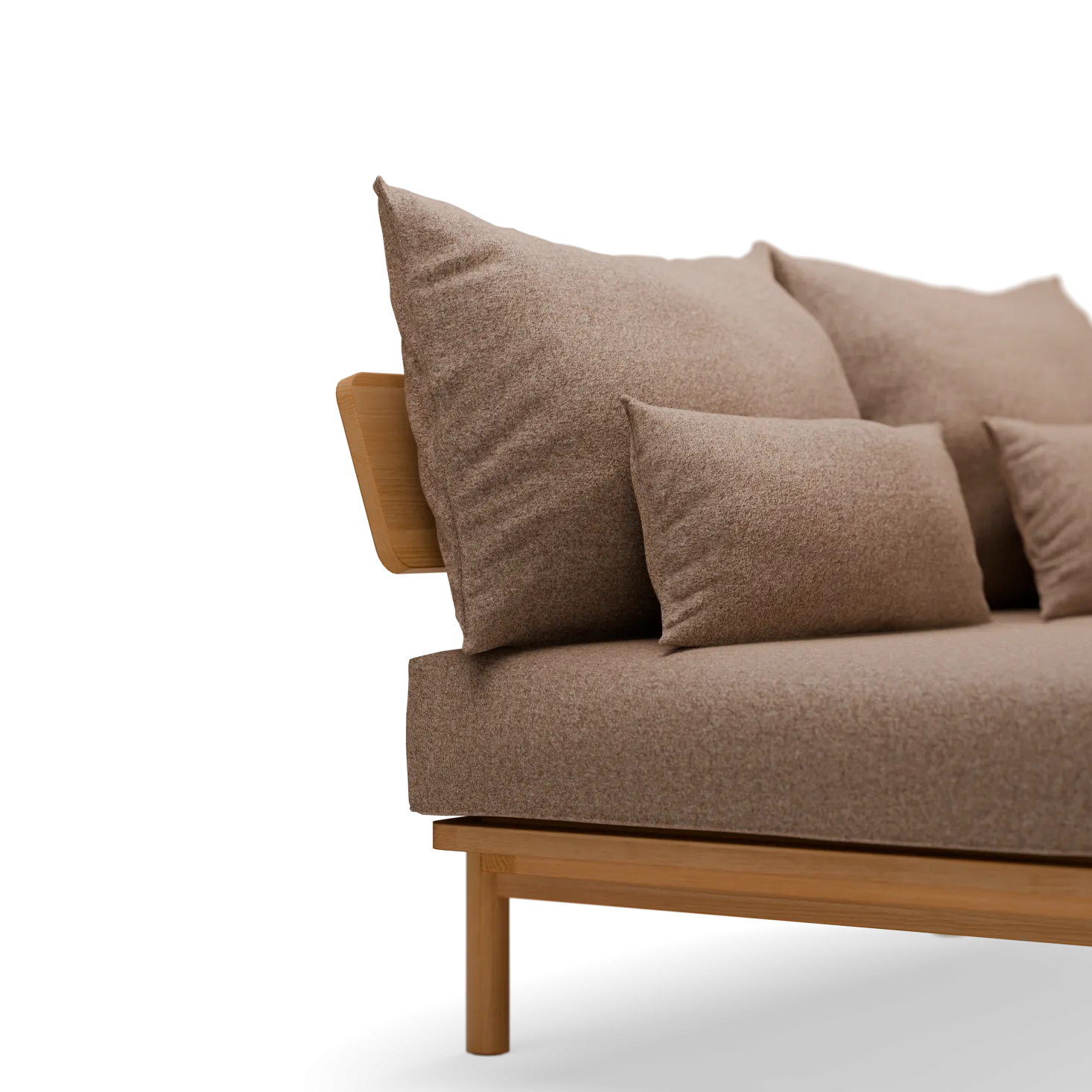 Loungesofa Lana(Wollstoff Stavang haselnuss, Buche, 260 x 160 cm mit Liegeteil links/re)