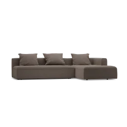 Lounge-Sofa Sereno mit Schlaffunktion, B 320,5 x T 180 cm(Wollstoff Tano natur, Buche, Liegeteil rechts)