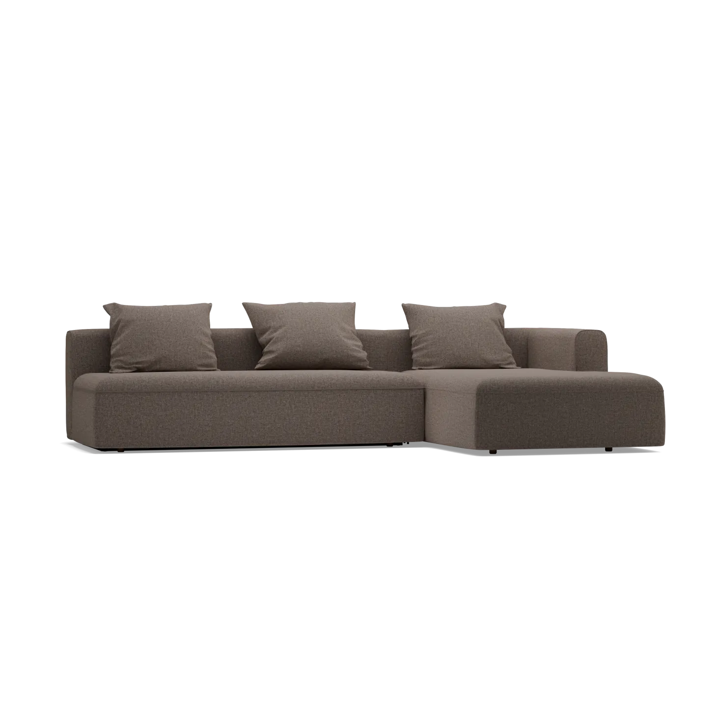 Lounge-Sofa Sereno mit Schlaffunktion, B 320,5 x T 180 cm(Wollstoff Tano natur, Buche, Liegeteil rechts)