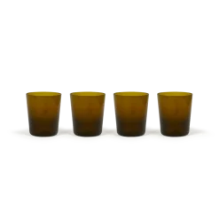 mundgeblasenes Trinkglas aus recycling Weinflaschen4er-Set, dunkelgrün