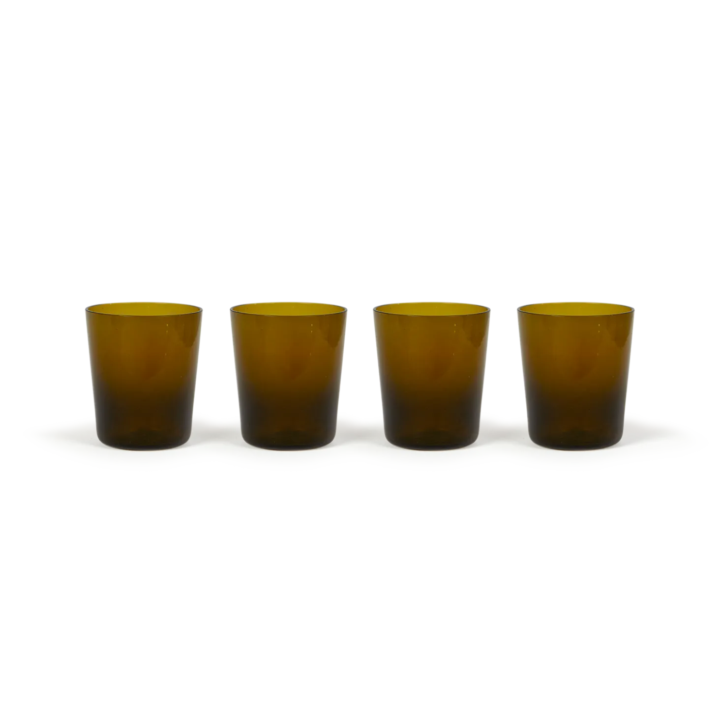mundgeblasenes Trinkglas aus recycling Weinflaschen4er-Set, dunkelgrün