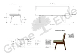Polsterbank Ketil(Wollstoff Tano natur, 180 cm, Buche)