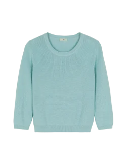 Pullover 3/4 Arm aus Bio Baumwolle(aquamarine, XS)