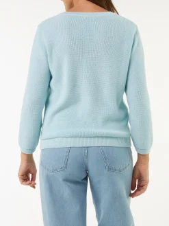 Pullover 3/4 Arm aus Bio Baumwolle(aquamarine, XS)