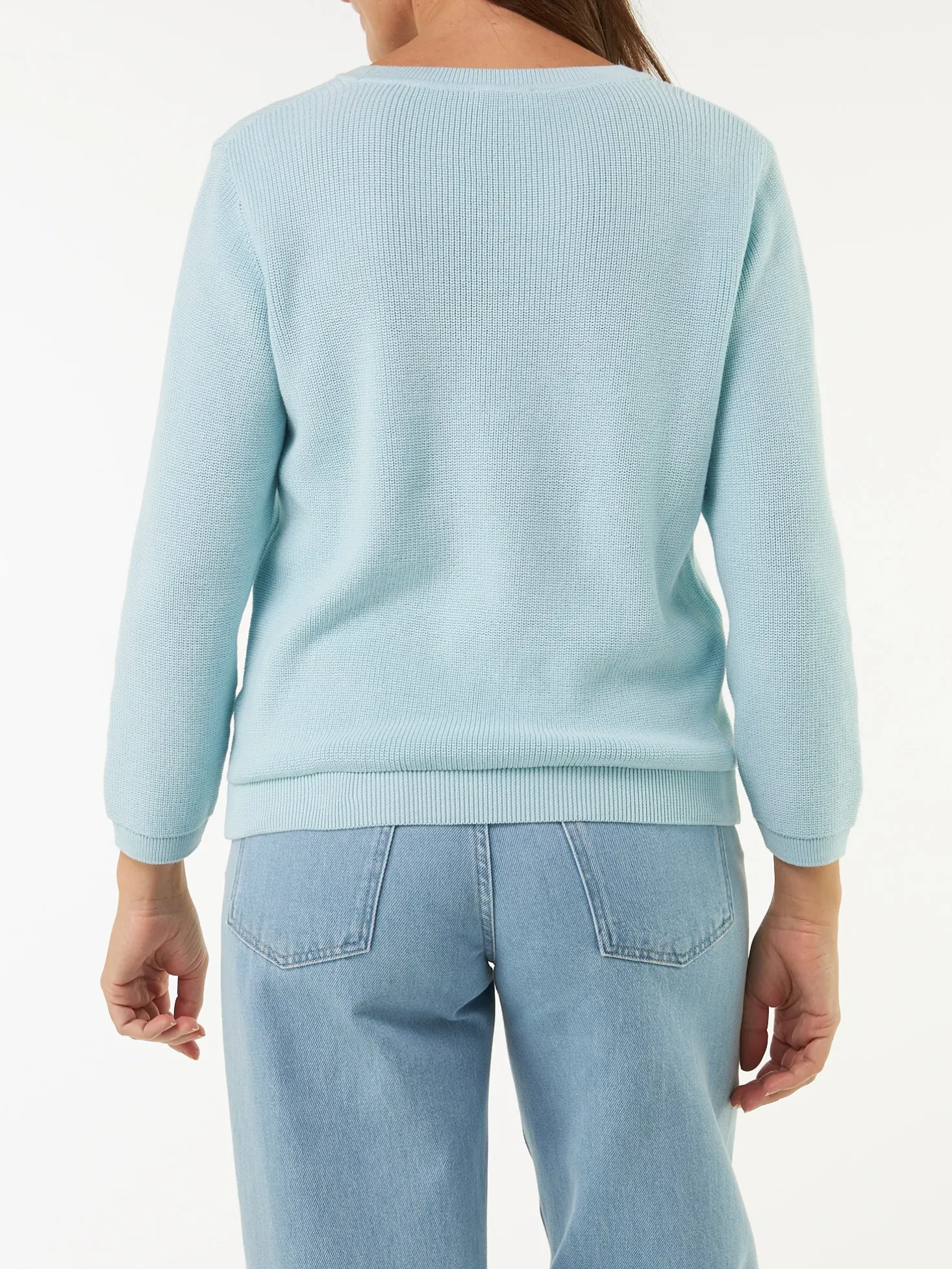 Pullover 3/4 Arm aus Bio Baumwolle(aquamarine, XS)