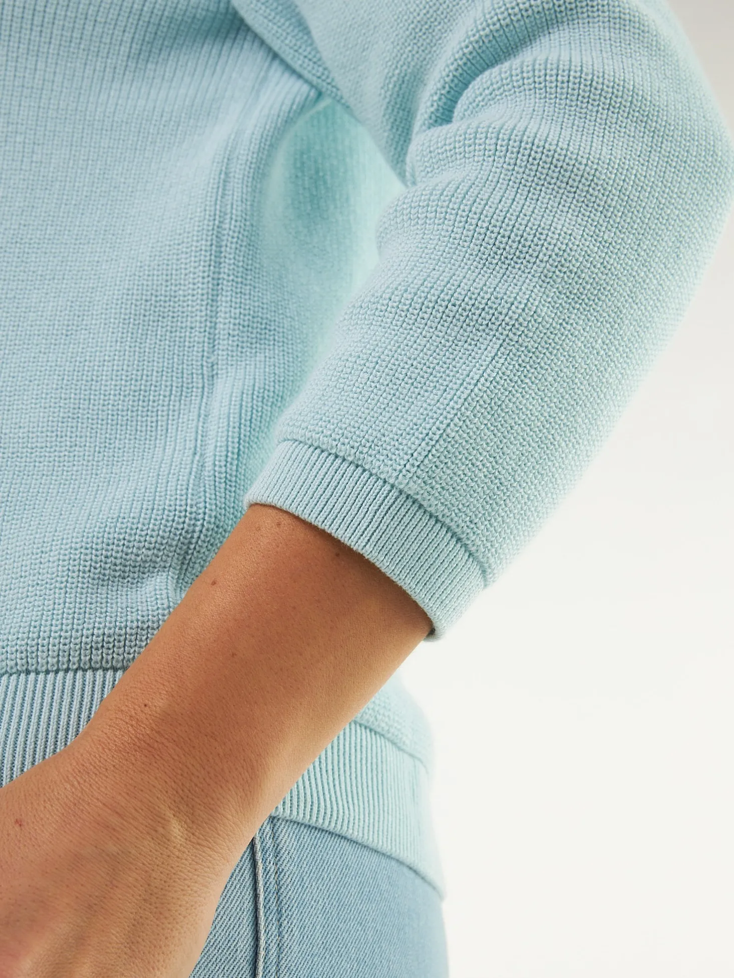 Pullover 3/4 Arm aus Bio Baumwolle(aquamarine, XS)