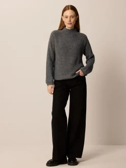 Pullover aus Alpakawolle(anthrazit melange, XS)