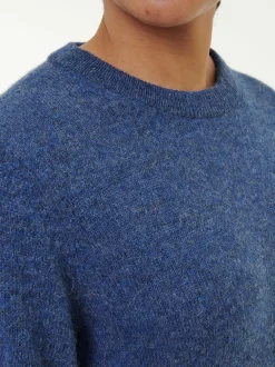 Pullover aus Alpakawolle(blau melange, S)