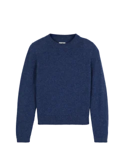 Pullover aus Alpakawolle(blau melange, S)