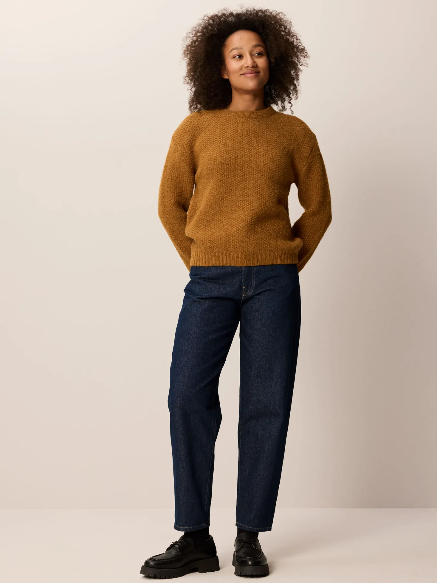 Pullover aus Alpakawolle(caramel, L)