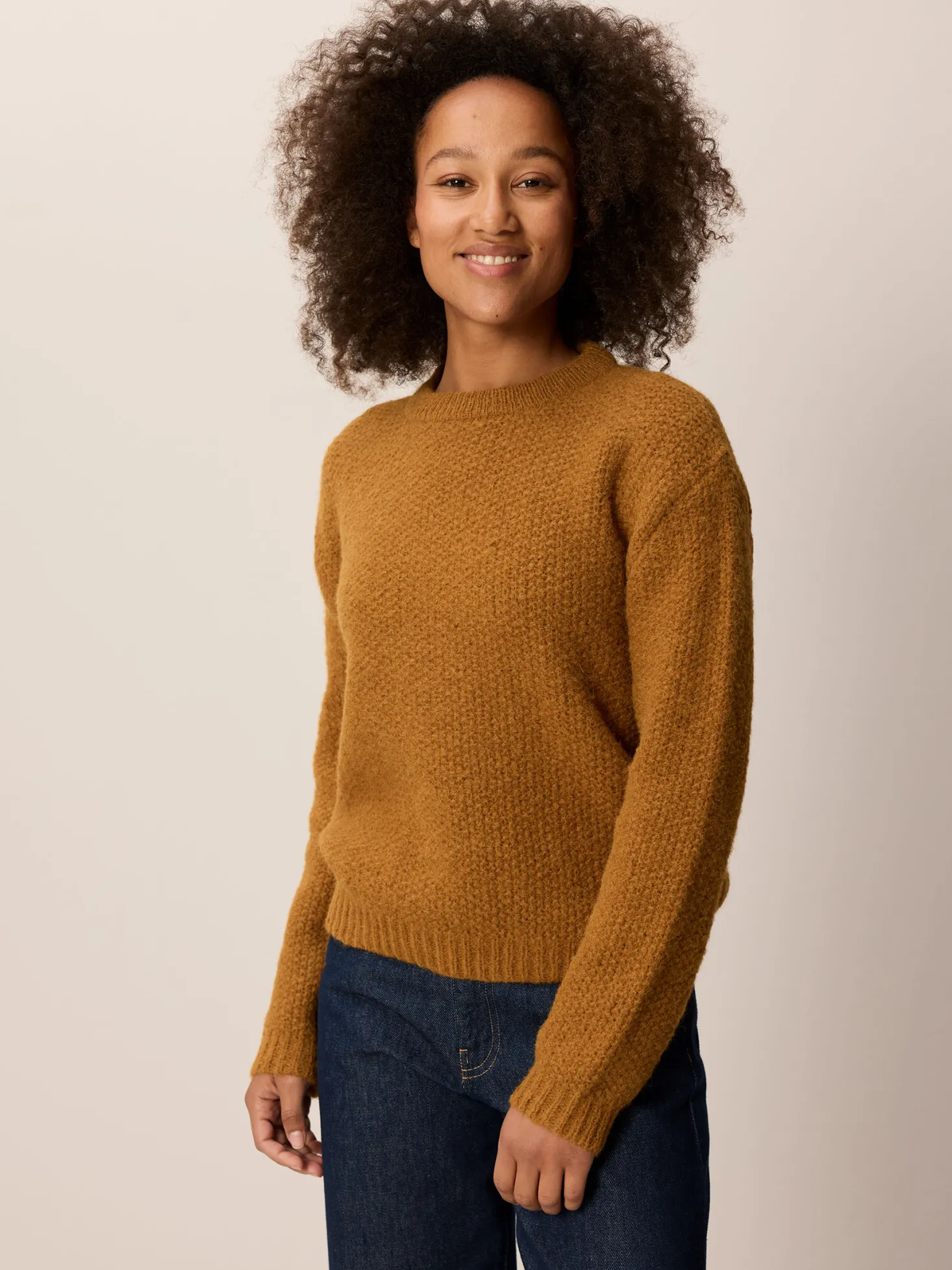 Pullover aus Alpakawolle(caramel, L)