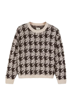 Pullover aus Alpakawolle(hahnentritt chocolate, XS)